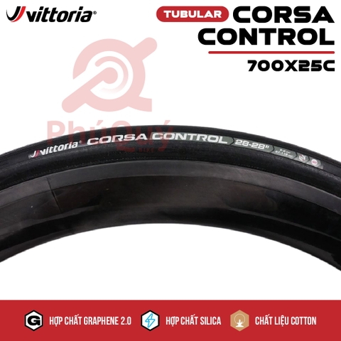 Vỏ Tubular đen 700x25c Vittoria Corsa Control Graphene 2.0