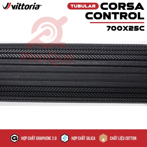 Vỏ Tubular đen 700x25c Vittoria Corsa Control Graphene 2.0