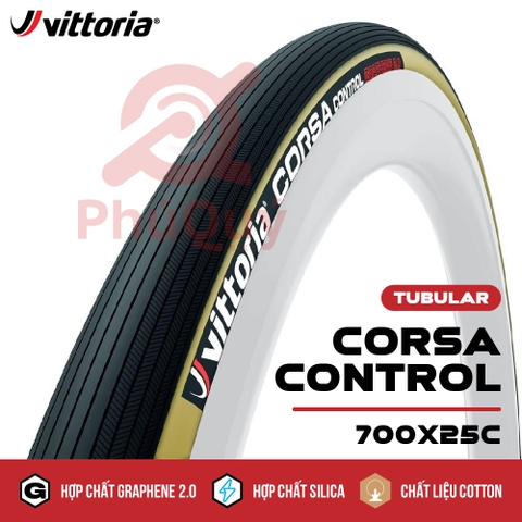Vỏ Tubular viền vàng 700x25c Vittoria Corsa Control Graphene 2.0