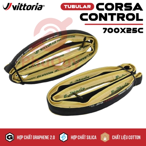 Vỏ Tubular viền vàng 700x25c Vittoria Corsa Control Graphene 2.0