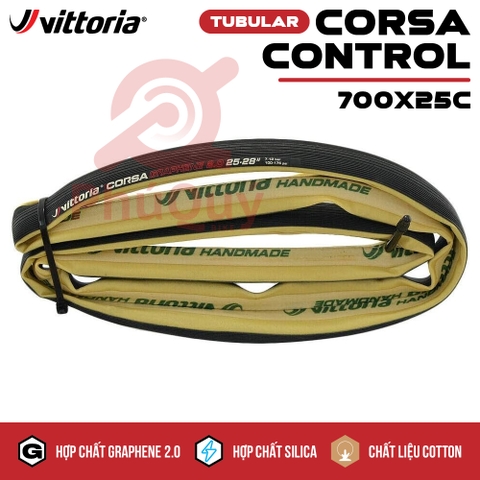 Vỏ Tubular viền vàng 700x25c Vittoria Corsa Control Graphene 2.0