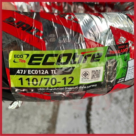 VỎ XE ĐIỆN ECO TIRE 110/70-12 KHÔNG DÙNG RUỘT