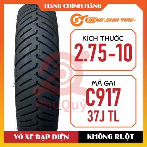 Vỏ Xe Điện Cheng Shin 2.75-10 C917 37J Không Dùng Ruột (VAT)