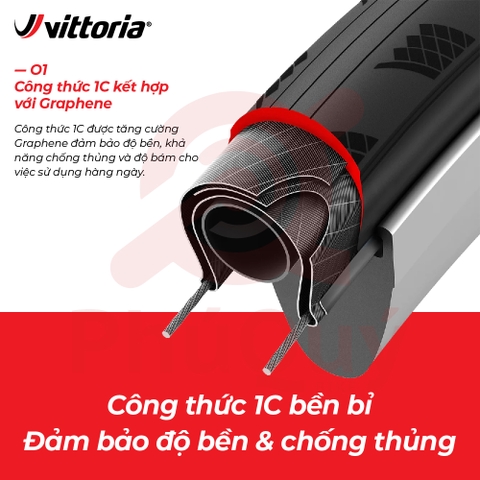 Vỏ Vittoria Zaffiro Pro V 700x25c có chống đinh HÔNG ĐEN