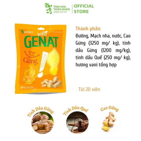Viên ngậm gừng GENAT túi 20 viên
