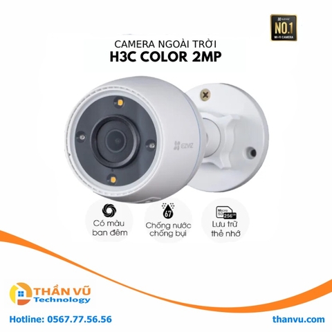 Camera Wifi IP ngoài trời Ezviz H3C 2MP có màu ban đêm