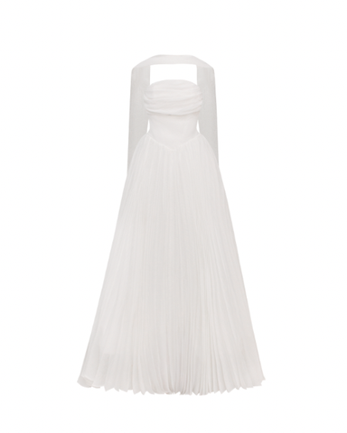 Amelia Corset Pleated dress - White