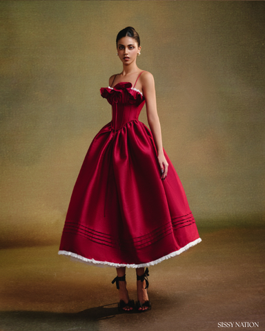 Tulip Corset dress - Ruby red