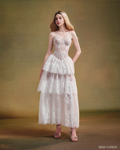 The Feathers Corset dress - White