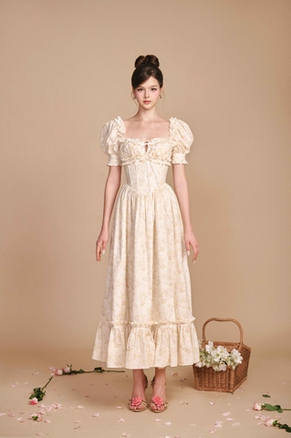 Miranda Floral Corset Dress - White Floral