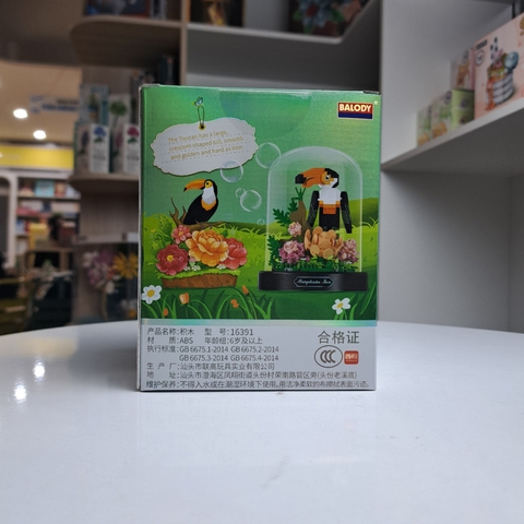 BALODY-16391 Đồ chơi lắp ráp có hộp mica chống bụi Chú chim Tucan cuồng nhiệt