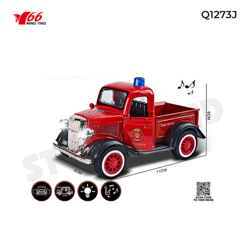 MY66-Q1273J  Xe hợp kim tỷ lệ 1:36 Mẫu cổ điển xe bán tải cứu hỏa