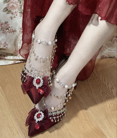 ( Pre Order 15 - 30 days ) Red glitter shoes X Qimeng