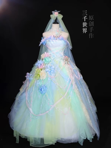 Unique handmade fairy dress full of flowers by 3 Thousand Worlds