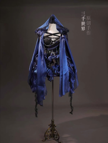 Black and blue dark magic style dress by Three thousand worlds