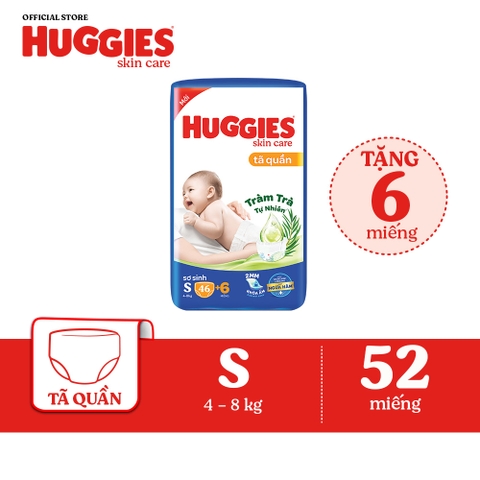 Bỉm quần Huggies Skincare Jumbo S52 (Tràm trà) + tặng thêm 6 miếng lẻ