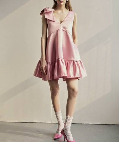 Đầm có nơ vai có túi bên thương hiệu Randomlist