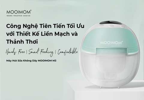 COMBO 1 CẶP MOOIMOM Máy Hút Sữa Không Dây Cao Cấp M3 - Wireless Electric Breast Pump M3 tặng kèm 2 phễu silicon hạ size