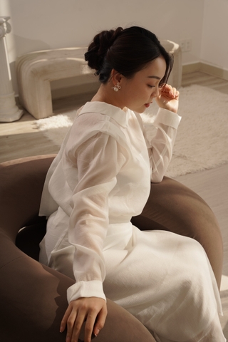 Set áo tay dài + chân váy thương hiệu OM design