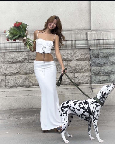 SET áo và chân váy thương hiệu HUELLEY ROSE