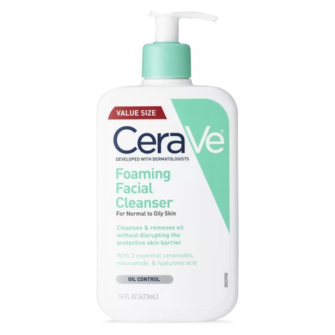 Sữa rửa mặt Cerave cho da thường và da dầu 473ml tặng kèm 1 chai size mini 40ml