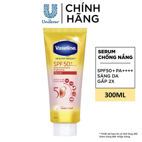 Serum chống nắng cơ thể Vaseline 50x bảo vệ da với SPF 50+ PA++++ giúp da sáng hơn gấp 2X 50ml