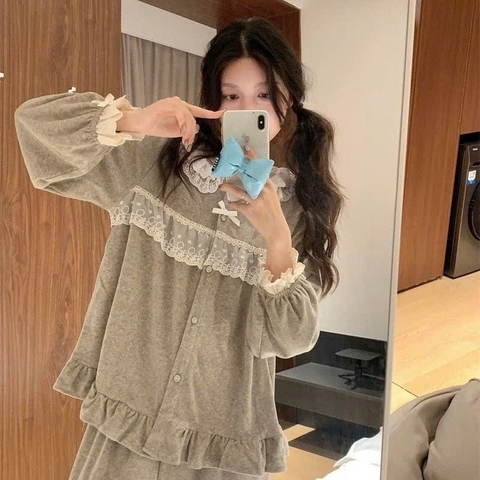 Bộ đồ ngủ nhung lông nữ thương hiệu ULLALA