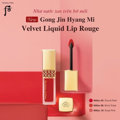 Son kem lỳ Đông y The History of Whoo Gongjinhyang Mi Velvet Lip Liquid 2.1g