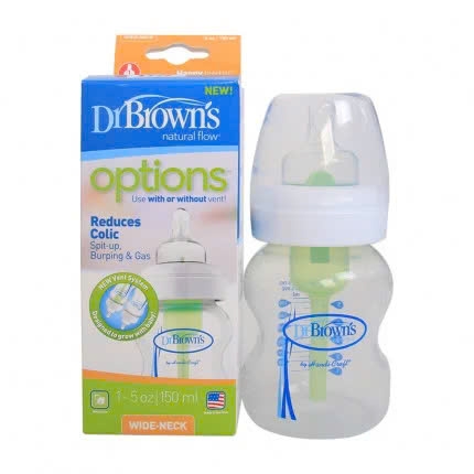 Bình sữa Dr.Brown’ cổ rộng 150ml nhựa PP Options +