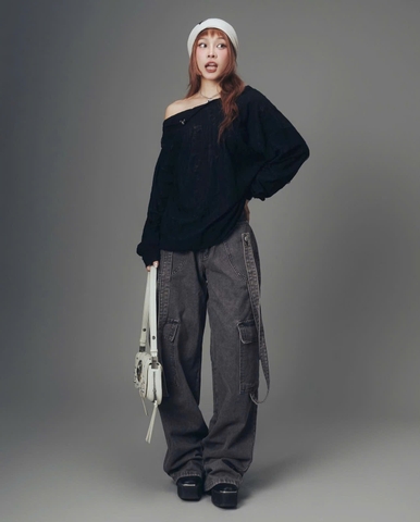 ÁO KIỂU DÀI TAY ĐEN THƯƠNG HIỆU BEACHCLUB