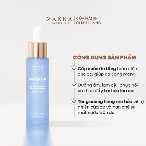 Tinh Chất Cấp Ẩm Đa Tầng Super HA Hyaluronic B5 Hydrating Serum Zakka Naturals 30ml