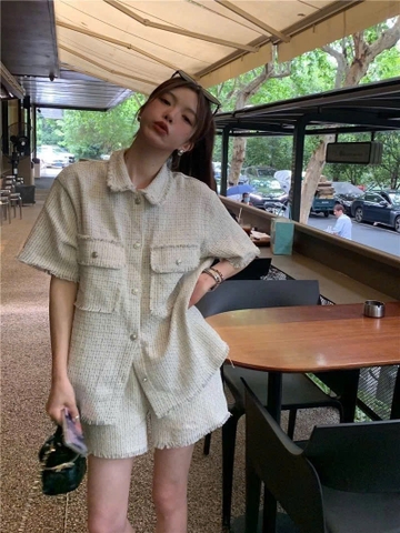 Set áo và quần vải tweed Thương Hiệu Sibling house