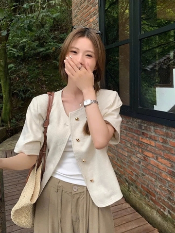 Áo blazer cổ tròn tay ngắn Thương hiệu Naha clothing