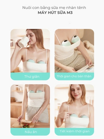 Máy Hút Sữa Đơn Không Dây Cao Cấp MOOIMOM M3, Nhỏ Gọn Siêu Nhẹ,Tiếng Ồn Thấp, Hút Êm Ái,