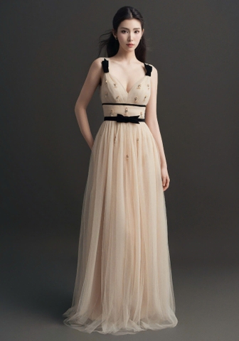 VÁY VOAN NUDE ĐÍNH ĐÁ THƯƠNG HIỆU LINH BÙI