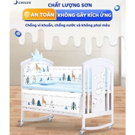 Nôi cũi CHILUX PEACE WHITE  đa năng 6 chế độ cho bé sơ sinh đến 12 tuổi