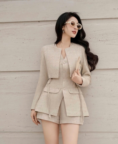 Set 3 món (Áo sát nách, quần short, áo khoác lửng) Thương Hiệu LAGOM