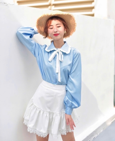 Áo Somi Cổ Bèo Thương Hiệu Nơ bé (Không kèm nơ cổ)