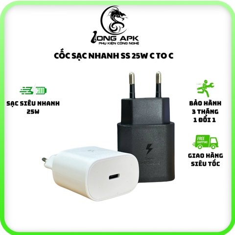 cóc 25w cổng C to C sạc nhanh chuẩn cho các dòng điện thoại SS Phụ Kiện Sạc Điện Thoại