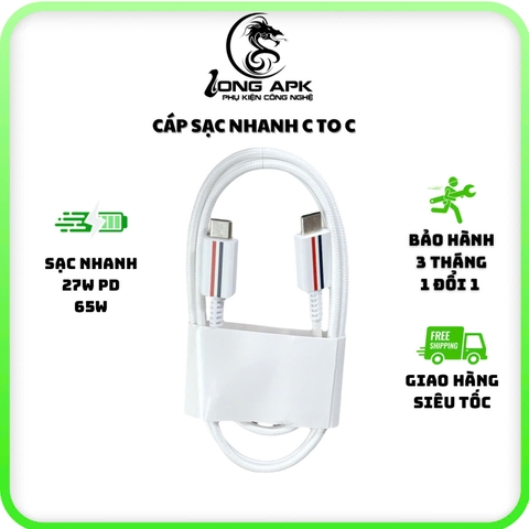 Cáp sạc nhanh C - C 5A dài 1 mét - dây bọc dù sử dụng sạc nhanh điện thoại Sạc Điện Thoại Phone