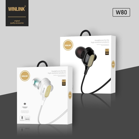 tai nghe Winlink W80 zack 3.5mm superbass có mic đàm thoại Nhét Tai Nghe Nhạc Earphone