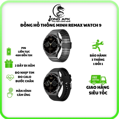 đồng hồ thông minh REMAX WATCH 9 kèm 2 loại dây đeo