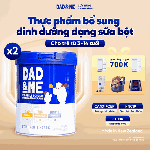 Combo 2 Hộp Sữa bột Dad and Me cho trẻ trên 3 tuổi (800g) - nhập khẩu New Zealand, phát triển toàn diện cho bé