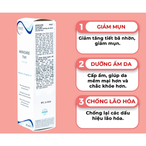 Kem Hỗ Trợ Giảm Mụn Viêm Aknicare Fast CreamGel 30ml