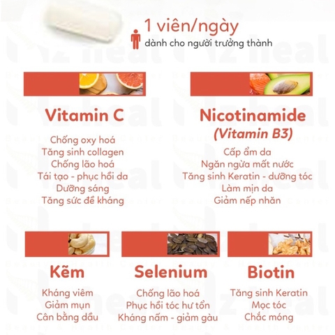 Viên uống Dưỡng Da, Móng và Tóc Deep Blue Health HSN Hair Skin & Nails 30 viên