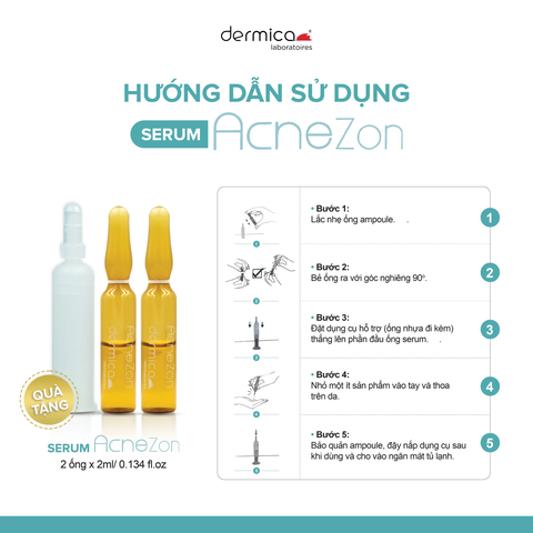 Tinh chất Trị Mụn Mờ Thâm Dermica Acnezon Ampoule - 01 Ống