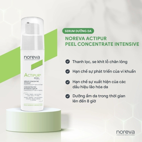 Serum giảm mụn, kiềm dầu, chống lão hoá da - Noreva Actipur Peel Concentrated Intensive Serum 30ml