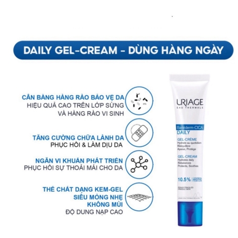 Kem Dưỡng Phục Hồi và Bảo Vệ Da Uriage Bariederm Cica Daily Gel-Creme 40ml