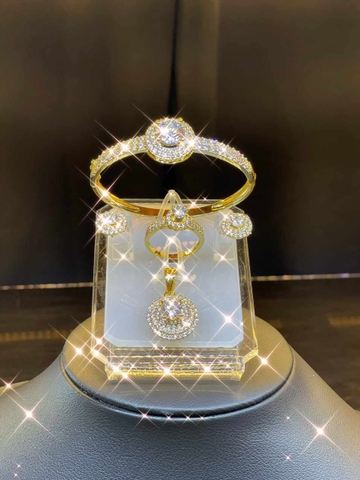 Bộ Trang Sức 4 Món Xi Vàng Đính Đá Cao Cấp