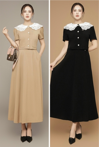 Set Chân Váy Dài Kết Hợp Áo Croptop